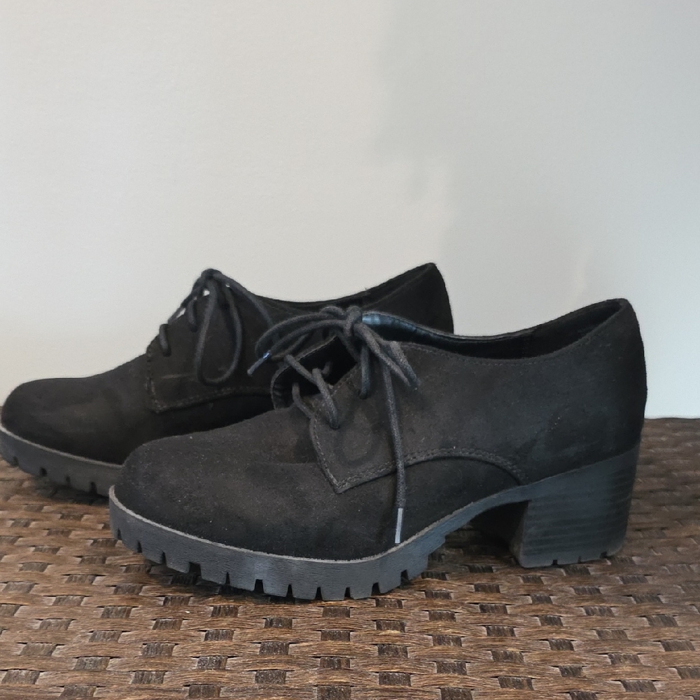 Black Suede Girl’s Lace-Up Shoes